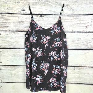 Hippie Rose Womens Floral Cami Tank Top Black Pink S